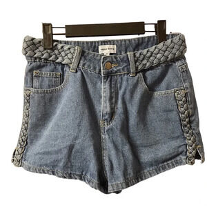 SUPERDOWN BRAIDED ANGELINE DENIM SHORTS